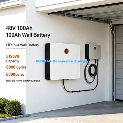 Batterie lithium 5,12 kWh murale CAN RS485 Bluetooth pour onduleurs solaires hybrides