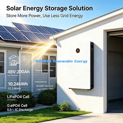 Chargement multi-sources LiFePO4 Powerwall 51.2 V 200Ah Générateur de panneau solaire Batterie de recharge réseau