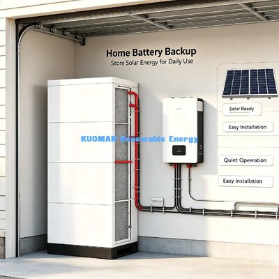 Batterie LiFePO4 empilable max 30,72 kWh, support 10 ans pour projet solaire domestique