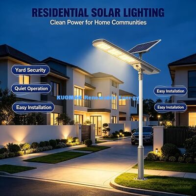 Lampadaire solaire intégré 50W avec lentille anti-UV, lumière solaire 3000K-6000K CCT pour aire de jeux