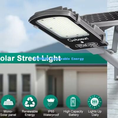 Lumière de rue à panneau solaire en polysilicium 6-8H Chargement 12-14H Lumière extérieure de longue durée