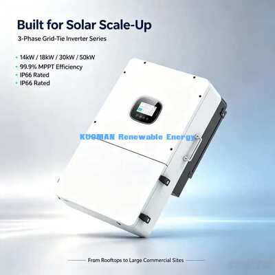 Onduleur solaire hybride 3 phases compatible avec batteries lithium 40-60V 14kW