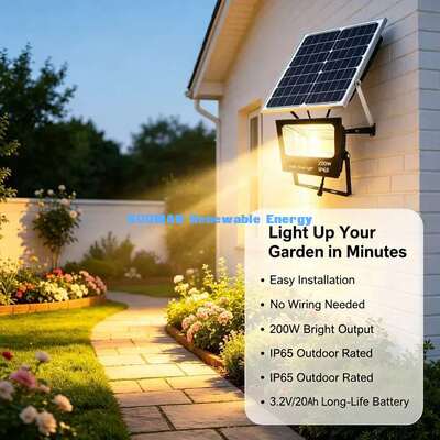 Projecteur solaire étanche IP65 pour allée, jardin, garage, sécurité