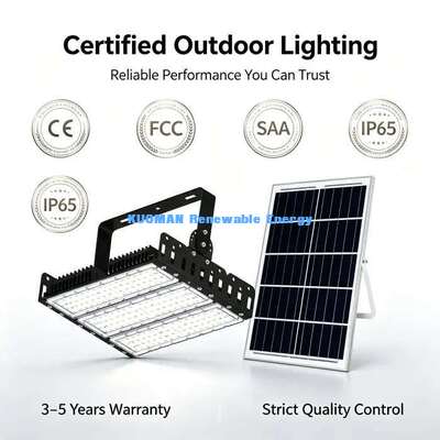 Projecteur LED solaire haute efficacité 120lm/W 200W 24000 lumens pour jardin et terrain de sport