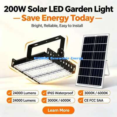 200W Économie d'énergie Lumière solaire à LED 120lm/W Haute luminosité Parque Stade Lampade solaire à inondation