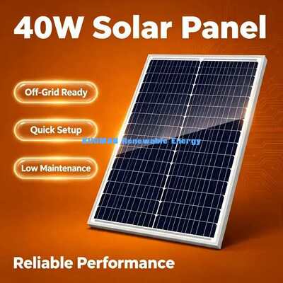 Panneau solaire monocristallin en verre trempé de 40W pour l'alimentation de serres et de refuges isolés