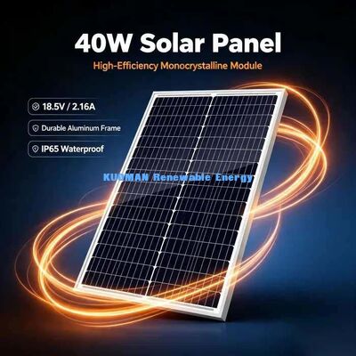 Panneau solaire monocellulaire de 40 watts, verre trempé antichoc, alimentation de secours pour camping en VR