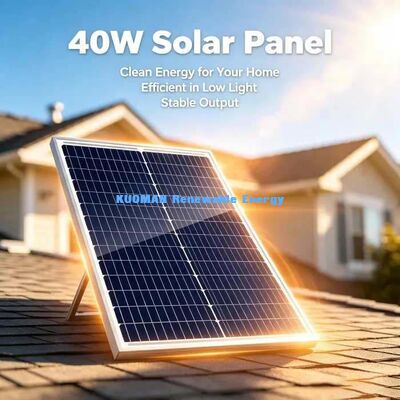 Panneau solaire monocellulaire de 40 watts, verre trempé antichoc, alimentation de secours pour camping en VR