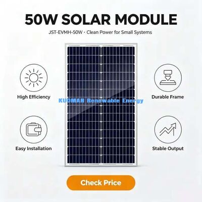 Module solaire monocristallin de 50 W à haut rendement 0 ~ + 4,99 W Tolérance de puissance positive