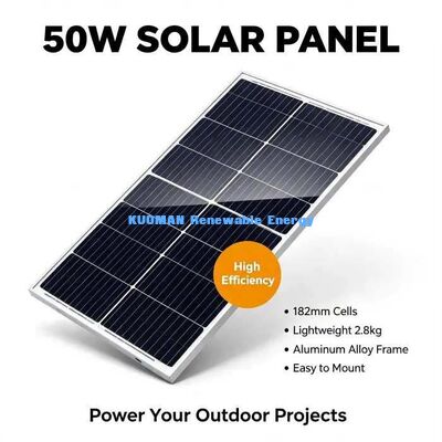 Panneau solaire monocristallin durable de 50W résistant au vent et à la neige, cadre en alliage d'aluminium
