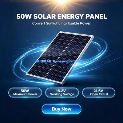 Panneau solaire monocristallin portable de 50 watts avec câble de longueur personnalisée et connecteur MC4