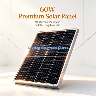 Module photovoltaïque monocristallin compact de 60 W IP67 Boîte de jonction MC4 Connecteur pour alimentation du hangar de jardin de la caravane