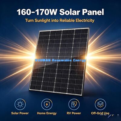 Panneau solaire monocristallin 170W 12V, prise MC4 standard pour système de camping-car RV
