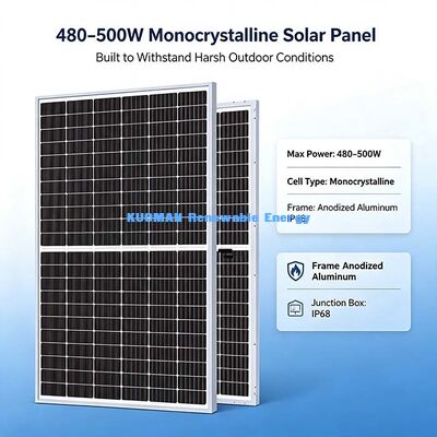 Panneau solaire en verre trempé en AR épaissi 480-500W pour l'extérieur