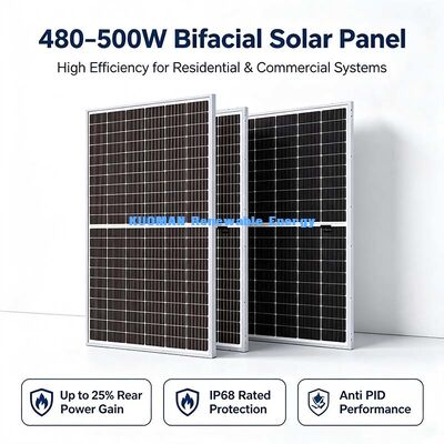 Module solaire bifacial 490W à large plage de température, plage de fonctionnement -40°C à +85°C