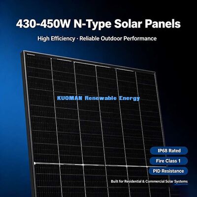 Panneau solaire à conversion de haute luminosité de 430 à 450 W, module photovoltaïque anti-PID pour une utilisation industrielle extérieure à long terme