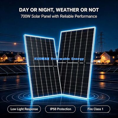 Panneau solaire monocristallin anti-PID de 700 W, 25% de production d'énergie supplémentaire à l'arrière