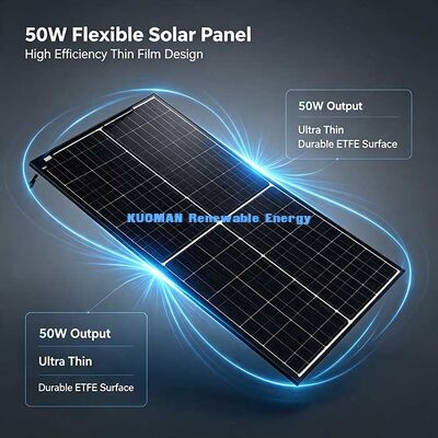 Panneau solaire flexible pliable 50W léger, chargeur solaire résistant à la corrosion pour bateaux, camping-cars et balcon