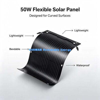 Panneau solaire flexible portable 50W, chargeur solaire étanche à haute efficacité pour yacht, camping-car, alimentation d'urgence en camping
