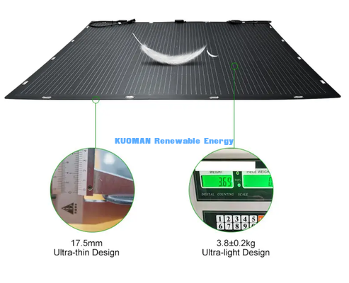 Panneau solaire flexible renforcé de fibres de carbone de 50 W, kit solaire pliable anti-fissure pour camping-car, yacht et balcon