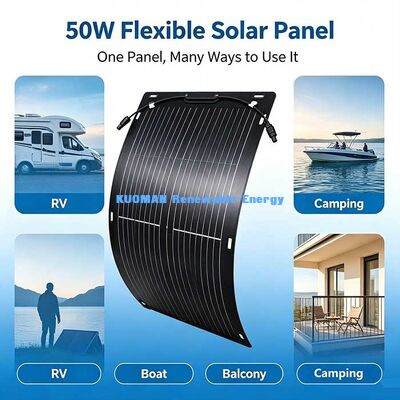 Panneau solaire flexible 50W pliable et peu encombrant, chargeur solaire léger pour camping-cars, yachts et abris de jardin