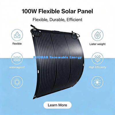 Panneau solaire flexible 100W pliable avec connecteur MC4, alimentation solaire légère hors réseau pour camping-car et marine