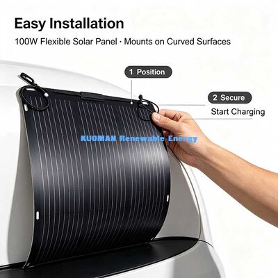Panneau solaire flexible en fibre de carbone de 105 W anti-micro-craque, électricité solaire hors réseau pour véhicule de tourisme et bateau