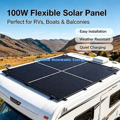 Panneau solaire flexible en fibre de carbone de 105 W anti-micro-craque, électricité solaire hors réseau pour véhicule de tourisme et bateau