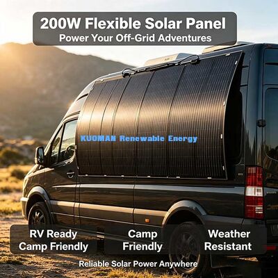 Panneau solaire flexible hors réseau de 200 W, chargeur solaire imperméable léger pour camping-car, yacht, camping et maison