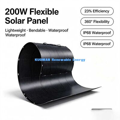 Panneau solaire flexible incurvé 200W, alimentation solaire hors réseau à haut rendement pour camping-car, yacht, balcon et cabanes