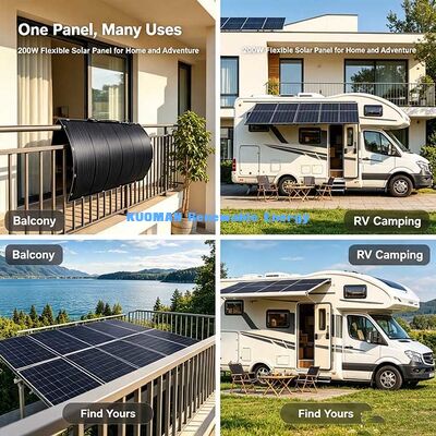 Panneau solaire flexible anti-âge 200W, kit solaire pliable et étanche à 23% d'efficacité pour camping-car, yacht et projets de balcon