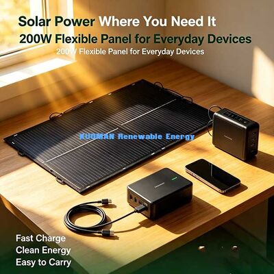 Panneau solaire flexible hors réseau 200W, module solaire pliable utilisable par temps nuageux pour camping-car, bateau et usage d'urgence