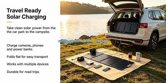 Panneau solaire pliable imperméable à l'eau de 50 W, chargeur à courant continu USB-C pour les voyages en sac à dos