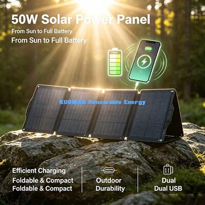 Panneau solaire pliable 50W tout-terrain, chargeur solaire multi-ports pour explorateurs en plein air