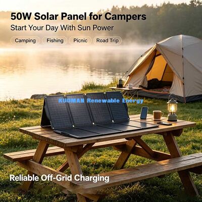 Panneau solaire pliable extérieur 50 W, chargeur solaire avec revêtement ETFE pour centrale électrique
