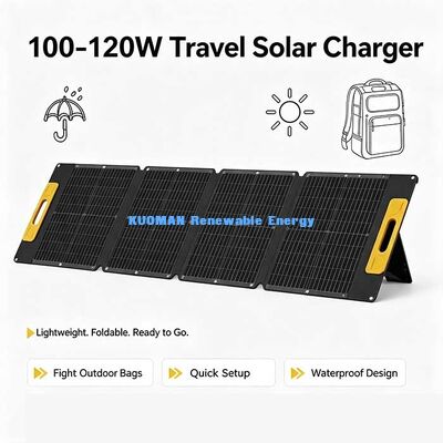 Panneau solaire pliable léger de 120 W, chargeur solaire hors réseau résistant aux éclaboussures pour les excursions en van et sur la plage