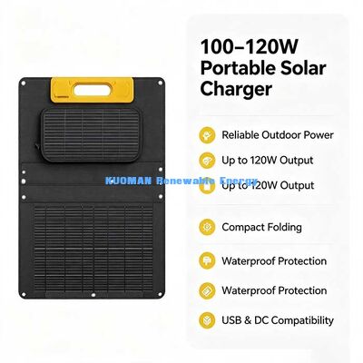 Chargeur solaire pliable compact de 120W, panneau solaire monocristallin étanche pour le camping et l'énergie extérieure