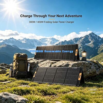 Chargeur solaire pliable portable 300W, énergie solaire hors réseau pour le camping, la randonnée et la vie en van