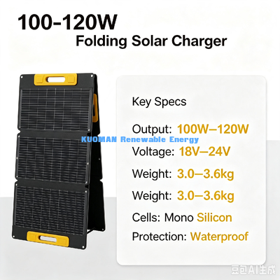Chargeur solaire pliable étanche 105W, panneau solaire portable hors réseau pour longs séjours en camping