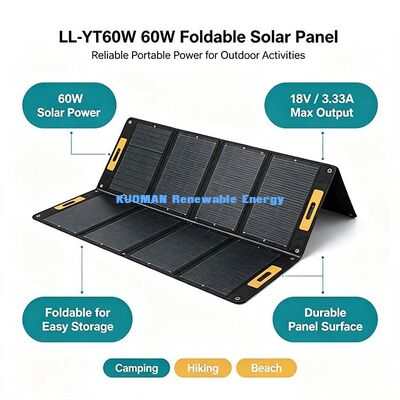Panneau solaire pliable double port 105W, chargeur solaire portable à haut rendement pour grandes stations d'alimentation