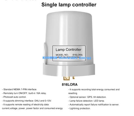 Lampadaire LED LoRaWAN intelligent, gradation à distance 0-10V, contrôleur de lampe unique NEMA, éclairage routier urbain