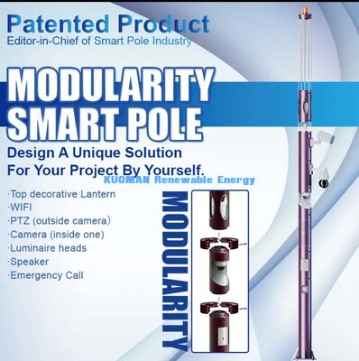 Poteau intelligent modulaire avec éclairage LED, caméra, WiFi et appel d'urgence