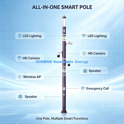 Poteaux intelligents LED extérieurs avec caméra, WiFi, SOS et éclairage public