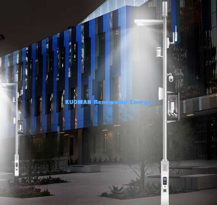 Poteau intelligent de ville intelligente de haute qualité, poteau d'éclairage public intelligent avec écran LED et haut-parleur de diffusion publique