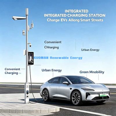 Lampadaire intelligent pour ville, Lampadaire intelligent avec caméra CCTV, point d'accès WiFi et borne de recharge pour véhicules électriques