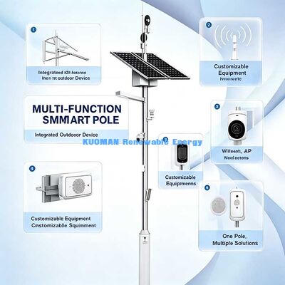 Poteau intelligent solaire CPE sans fil Gigabit longue portée | Transmission 10-15 km, point d'accès WiFi extérieur