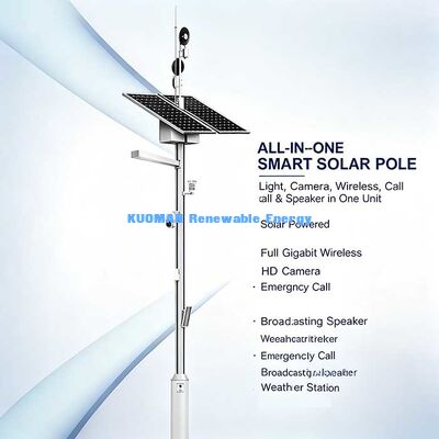Poteau intelligent multifonction solaire, point d'accès WiFi, lumière LED, caméra, haut-parleur et écran LCD