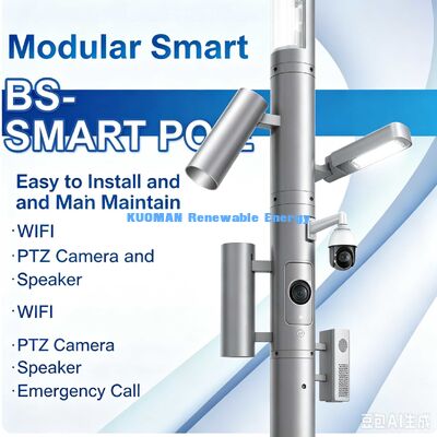 Modulaire Smart Pole BS‐15. Tout en un IoT Smart City Street Light avec caméra, WiFi et appel d'urgence