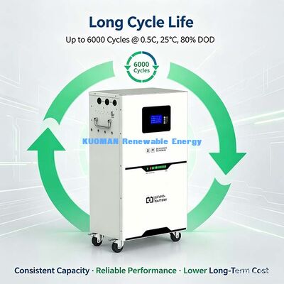 5.12kWh 51.2V LiFePO4 batterie de stockage d'énergie, conception de l'armoire à roues pour un déplacement facile