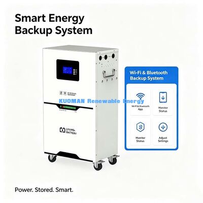 Batterie LiFePO4 hors réseau 51,2 V 100 Ah avec surveillance WiFi et Bluetooth >98 % d'efficacité aller-retour